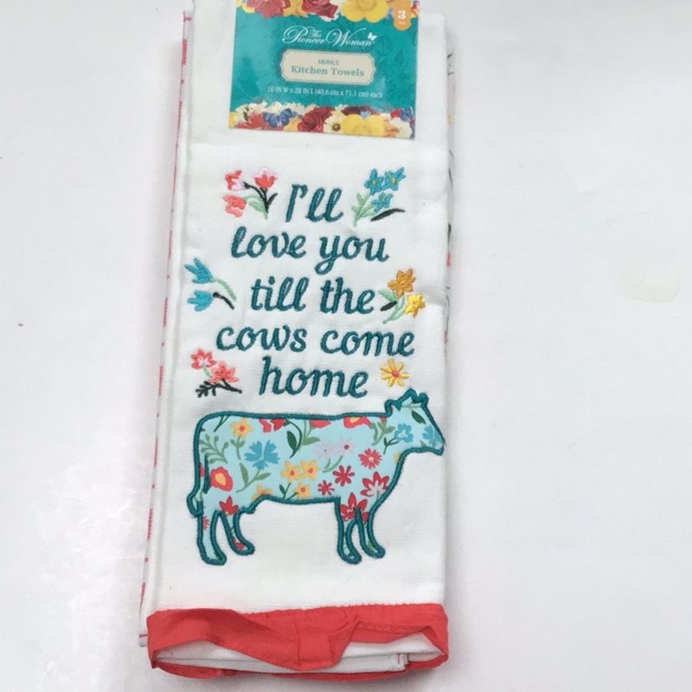 The Pioneer Woman Set of 3 Farmhouse Animal Cottagecore Kitchen Towels NWT